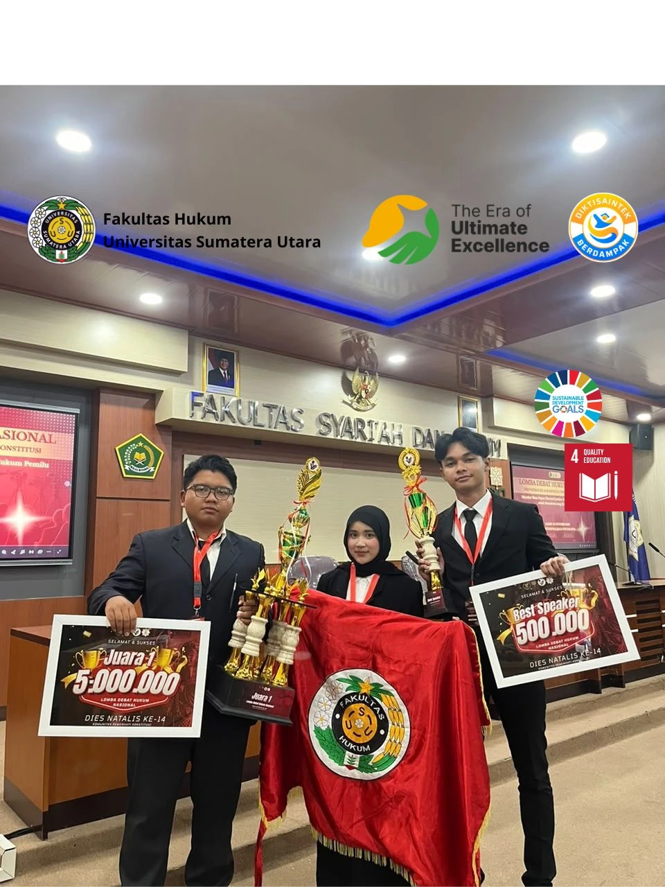 Delegasi Fakultas Hukum USU Raih Juara 1 dan Best Speaker pada Kompetisi Debat Hukum Nasional UIN Sunan Kalijaga Yogyakarta